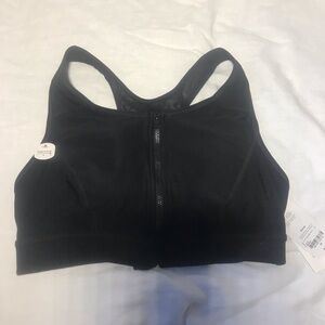 Xersion Midnight Black Zip-Up Sports Bra Size 0X